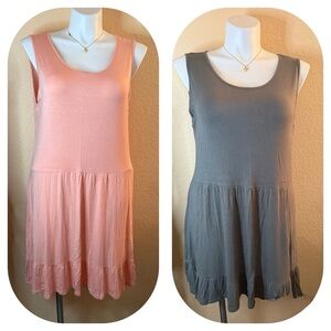 2/$24 Sleeveless Peach and Olive Green Dresses